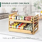 Yumkfoi Rolling Bamboo Can Organizer Rack, Stackable Double-Layer Can Organizers and Storage For Pantry, Canned Goods Holder Dispenser For Countertop Kitchen Cabinet or Pantry Shelf