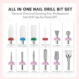 Makartt Nail Drill Bits:10Pcs Dimond Sanding Bit Sets for Nail Drill E-File,Upgraded Cuticle Cleaner Gel Polish Remover Tool Bits for Acrylic Nails Manicure Prep Salon Home DIY Use