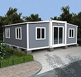 HUGHEARTS Portable Prefabricated Tiny Home 20x20ft, Mobile Expandable Plastic Prefab House for Hotel, Booth, Office, Guard House, Shop, Villa, Warehouse, Workshop (with Restroom)