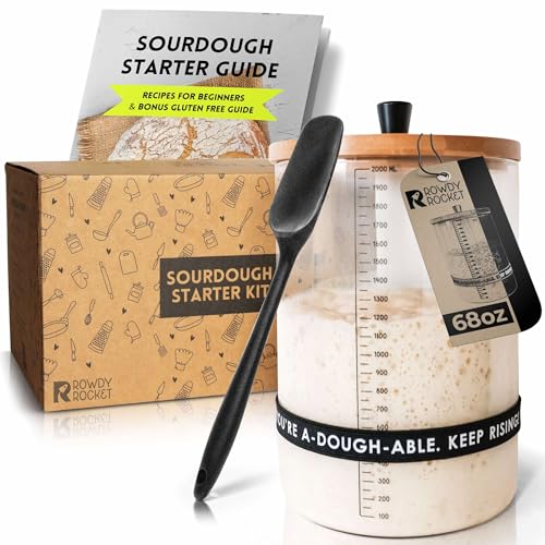 Sourdough Starter Kit with 68oz Jar for Large Batches of Regular and Gluten Free Baking - Perfect for Experienced Microbakers Who Love to Bake More