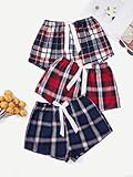 Milumia Women's 3 Pack Pajama Shorts Plaid Elastic Waist Pj Sleep Shorts