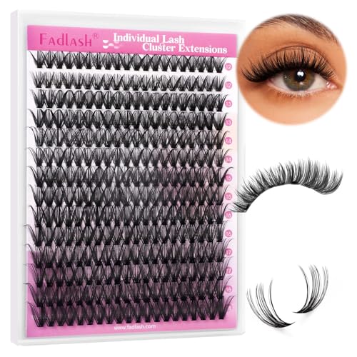 Lash Clusters 12-18mm Mix Individual Lashes Cluster Black Volume Eyelash Clusters Long Individual Lash Extensions C Curl Cluster Lashes DIY Eyelash Extension (40D-0.07C, 12-18mm)