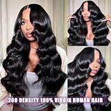 30 Inch 13x6 Body Wave Lace Front Wigs Human Hair 200 Density HD Lace Front Wigs Human Hair Pre Plucked Brazilian Virgin Human Hair Wigs for Women Glueless Lace Frontal Wig Natural Black Body Wave Wig