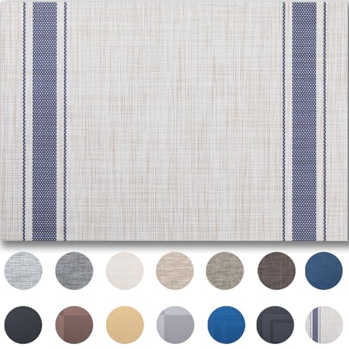Placemats Set of 8 - Easy Clean Woven Vinyl Placemats for Dining Table, Indoor/Outdoor Place Mats, Washable PVC Table Mats（Blue Skyline）
