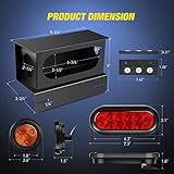 Nilight 2PCS Steel Trailer Light Boxes Housing Kit w/ 3LED License Plate Light 6Inch Oval Red Trailer Tail Lights 2 Inch Round Amber Side Marker Lights w/Grommet Plugs