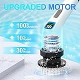 ALPONO Electric Spin Scrubber for Cleaning - Bathroom Floor Shower Scrubber with Long Handle Cordless Handheld Power Spin Brush, IPX7 7in1 400RPM LED-Screen Fast Charging