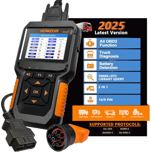 Heavy Duty Truck Scanner,Full System Diesel Diagnostic Scan Tool and Code Reader for Cummings, Detroit,Freightliner,International,Paccar,Check Truck Engine and Car 2 in 1 Code Reader/OBD2 Scanner