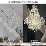 kvtinmty H65'' Silver Tree Branch Crystal High Ceilings Chandeliers,Modern Crystal Staircase Chandelier, D48'' Foyer Chandelier for High Ceiling, Luxury Large Living Room Chandelier, 27-Lights