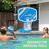 GoSports Splash Hoop PRO Swimming Pool Basketball Game - Includes Poolside Water Basketball Hoop, 2 Balls and Pump - Blue