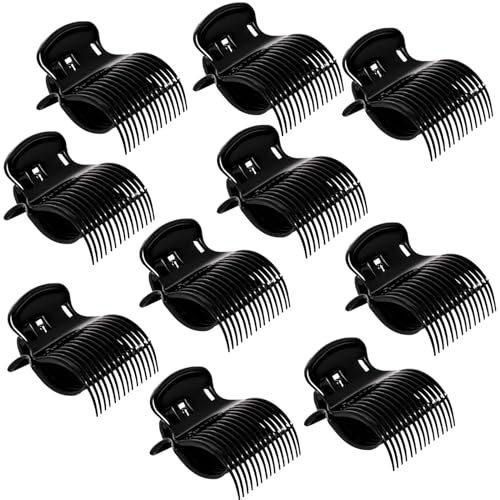 MEDOCA Hot Roller Clips -10PCS Hair Roller Clip - Hair Curler Claw Clip - Replacement Roller Clips for Women Girls Hair Section Styling - Black