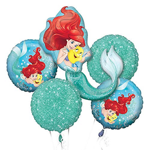 Disney Little Mermaid Foil Balloon Bouquet, Pack of 5