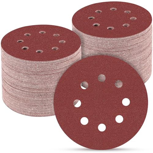 POTUINOM 165 PCS 5 Inch Sanding Discs,Round Hook and Loop Sandpaper for Random Orbital Sander 40 60 80 120 150 240 320 400 600 Grit