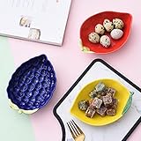 Cabilock 3Pcs Ceramic Dessert Plates Lovely Dried Fruit Dishes Snacks Fruit Shape Salad Bowl Food Server Tray Lemon Dishes Seasoning Dish Sauce Dish (Grape+ Strawberry+ Lemon)