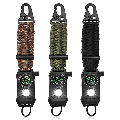 SummitSeeker Gear Tactical 9-in-1 Paracord Keychain: Military-Grade Survival Rope Lanyard with Carabiner Clip, Heavy Key Ring & Chain for Men/Women - Keychains Strap (Black)