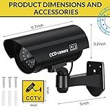 Macarrie 8 Pcs Fake Camera Realistic Dummy Security Camera Plastic Fake Video CCTV Surveillance System with Motion LED Light for Home Outdoor Indoor, No Battery Included(Black)