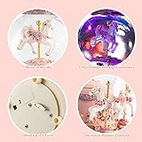 Musfunny Carousel Snow Globe Music Box: Crystal Ball Music Boxes with Color Changing LED Lights - Musical Horses Gifts for Girls Women Daughter Mothers Day Christmas Birthday