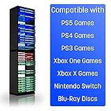 ADZ Universal Game Storage Tower – Stores 36 Disks – Rack for PS4, PS5, Xbox One, Xbox Series X/S, Nintendo Switch Games and Blu-Ray Disks Black