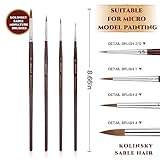 Kolinsky Sable Miniature Brushes Drybrushes for Miniature Set 7 pcs Paint Brushes for Miniature Oil Acrylics Model Paint Brushes #3, 5, 6