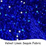 FUHSY 5 Yards Sequin Fabric by The Yard Royal Blue Velvet Fabric for Prom Dress Glitter Linen Fabric for Craft Cloths Sparkle Fabric for Christmas Decor Stretch Sequins Fabric for Pillow Cover Hat