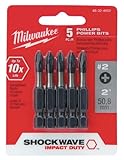 Milwaukee 48-32-4602 Power Bit, 2 Drive, Phillips Drive, 1/4 in Shank, Hex Shank, Steel, Sold as 2 Pack, 10 Count Total