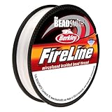 The Beadsmith Fireline by Berkley – Micro-Fused Braided Thread – 4lb. Test, 005”/.12mm Diameter, 50 Yard Spool, Crystal Color – Super Strong Stringing Material for Jewelry Making and Bead Weaving