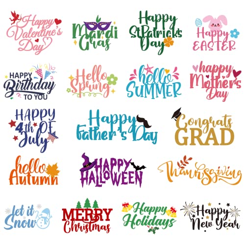 Whaline 18Pcs Word Metal Die Cut Summer Autumn Greetings Words Cutting Dies Celebration Embossing Templates Stencils for Easter 4th of July DIY Scrapbooking Photo Album Paper Art Craft Decoration