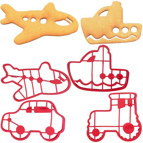 Pancake and Egg Molds - Transportation- 4 Pack, Reusable Silicone Pan Cake Non Stick Shaper Cooking Rings, FDA Food Grade, Dishwasher Safe, Fun Breakfast for Kids, Easy to Use DIY Kitchen Tool or Gift