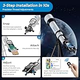 APEXEL CNC Aluminum 3-Axis Telescope Phone Adapter, XYZ-Axis High-Precision Photo Adapter Fits All Smartphone, Phone Mount for Binocular, Monocular, Microscope, Spotting Scope. (with Shutter Remote)