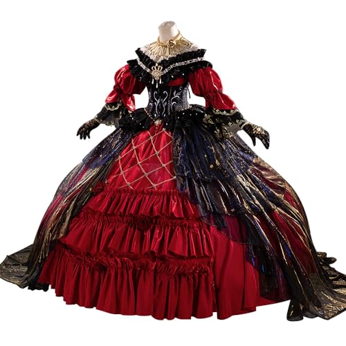 KIRA KIRA Identity V Blood Queen Mary Cosplay Doki-R Mrs.Red Bloody Queen Cosplay Costume Medieval Vintage Lolita Costume (L)