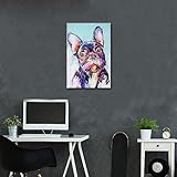 TUMOVO Canvas Wall Art Dog Prints Paintings for Wall Decor French Bulldog Wall Pictures Modern Abstract Animal Wall Art Canvas Artwork Wall Decor Canvas Wall Art Ready to Hang (24x16in)