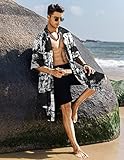 COOFANDY Men's Long Cardigan Cotton Kimono Robe Lightweight Casual Beach Drape Cape