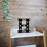 Light Up Black Alphabet Marquee Letters Sign LED Marquee Number Lights Sign for Night Light Home Bar Christmas Lamp Birthday Party Wedding Decoration H