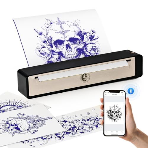 Wormhole Tattoo Stencil Printer, Wireless Bluetooth Tattoo Printer with 2500mAh Battery, Portable Tattoo Thermal Copier Machine Compatible with Smartphones & PC N202007