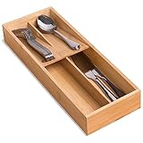 guiogc Bamboo Silverware Drawer Organizer, Kitchen Small Silverware Organizer, Utensil Tray Holder, Cutlery Tray for Spoons, Forks, Knives, Suitable for a family of 2-4
