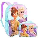 Disney Frozen Anna and Elsa Backpack School Supplies Set for Girls ~ Bundle with 16" Frozen School Bag, Lunch Bag, Plastic Water Bottle, Frozen Stickers, and More.