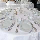 Fitable 6 Pack White Round Tablecloths - 120 Inches in Diameter - Stain Resistant and Washable Table Clothes, Polyester Fabric Table Covers for Wedding, Party, Banquet, Formal Events