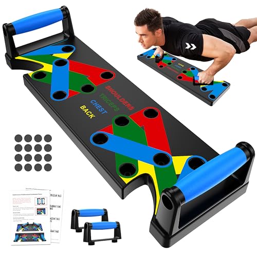 Push up Board: Heavy-Duty Strength Training Tool for Perfect Pushups. 9-in-1 Multi-Color Push Up Board System, Sturdy and Durable Design for Home Gym Workouts. Ideal for Men and Women