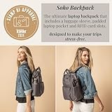 Baggallini Soho Backpack - Travel Laptop Backpack for Women - Lightweight Water-Resistant Luggage Bag, Smoke/Faux Python