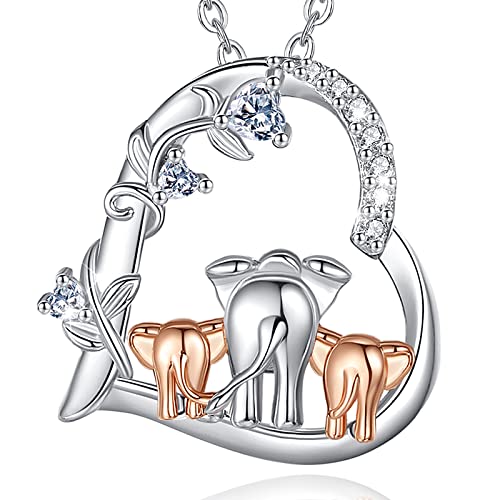 CELESTIA Elephant Gifts for Women Elephant Necklaces Sterling Silver Elephant Jewelry Pendant Mother and Daughter Gifts for Wife Grandmother Aunt Bonus