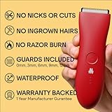 MERIDIAN Body Hair Trimmer for Men, Bikini Trimmer for Women, Ball Trimmer Men, Pubic Hair, No Nick, No Cut, No Razor Burn, Groin and Body Shaver - Waterproof & Rechargeable Body Groomer - Lava