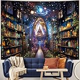 Heynvioo Mysterious Bookshelf Tapestry Galaxy Space Library Tapestry Fantasy Landscape Tapestry Vintage Aesthetic Tapestry Book Decoration Tapestry Wall Hanging Decor for Bedroom Home