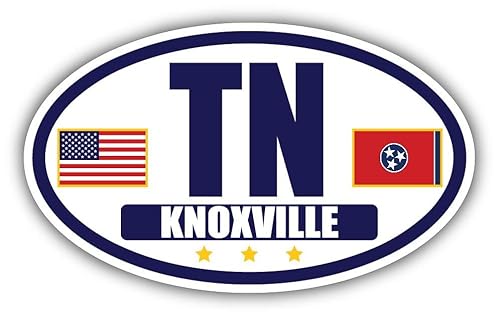3"x5" Magnet | Knoxville TN | Flag of Tennessee/American Flag Oval Magnetic Decal for Cars, Trucks, Fridge, Locker, Toolbox Lunchbox