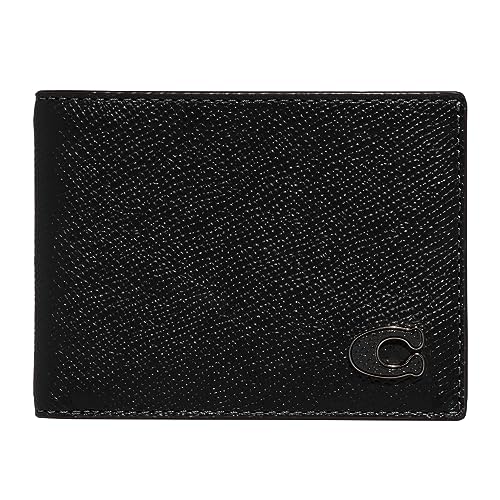 Coach Slim Billfold in Cross Grain Leather, Black, One Size
