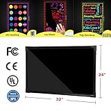 Voilamart LED Message Writing Board, 32" x 24" Flashing Illuminated Erasable LED Message Chalkboard Neon Effect Menu Sign Board with Remote Control, 8 Colors Chalk Markers