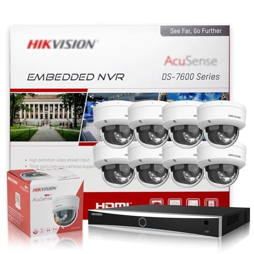 HIKV 8 Channel NVR System Kit, DS-7608NXI-K2/8P 4K ACU-Sense PoE NVR, 8X DS-2CD2183G2-LIS2U 8MP Mic IP Camera, Facial Recognition, Perimeter Protection, AI Detection, Compatible for Hikvision(NO HDD)