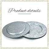 Maxdot 16 Pcs 13 Inches Round Charger Plates Silver Metal Chargers for Dinner Plates Rustic Style Galvanized Charger Plate Farmhouse Modern for Wedding Party Home Table Decoration Kitchen