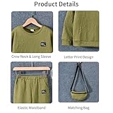 HIHA Size 10 Boys Sweatsuit Clothes Letter Print Long Sleeve Pullover Sweatshirt Jogger Pant Set with Bag Fall Winter Outfit Green