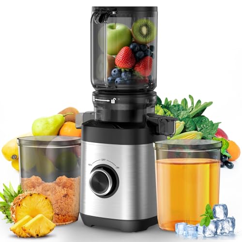 Juicer Machines, Cold Press Juicer Machine for Whole Fruits and Vegetables, Masticating Juicers, High Juice Yield, Juice Extractor Machine, BPA Free