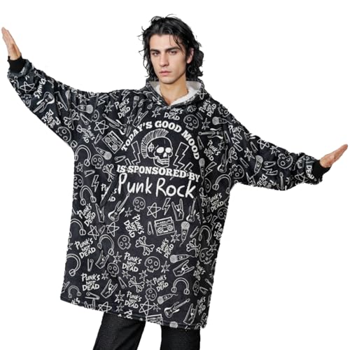 Huglanket Punk Rock Gifts, Gifts for Punk Rock Music Lovers, Wearable Blanket Hoodie for Adults, Oversized Wearing Blanket, One Size Fits All - Today's Good Mood is Sponsored by Punk Rock