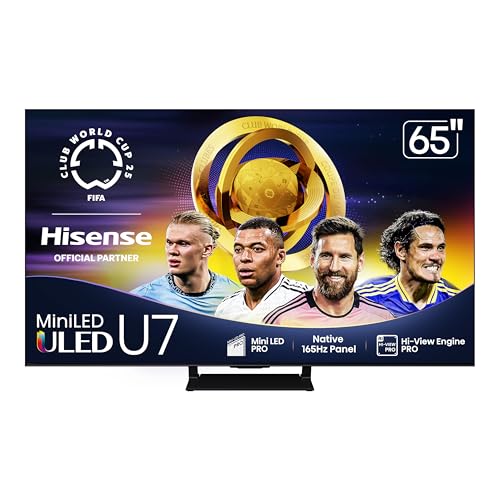 Hisense 65" Class U7 Mini-LED ULED 4K UHD Google Smart TV (65U75QG, 2025 Model) - QLED, Native 165Hz, VRR 288, Up to 3000 Nits, HDR10+, Dolby Vision IQ · Atmos, IMAX Enhanced, 2.1.2 Ch Surround